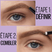 Maybelline New York Express Brow Duo Eyebrow Filling, Natural Looking 2-In-1 Pencil Pen + Filling Powder Dark Brown