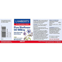 Lamberts Pure Starflower Oil 1000mg – High Strength GLA Source – Cold Pressed Borage Oil – 90 Vegan Capsules