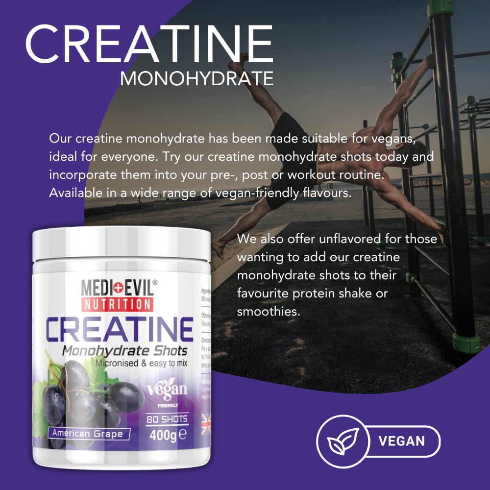 Medi-Evil Nutrition Creatine Monohydrate Shots Powder Form 400g (American Grape)