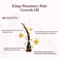 Kings 100% Natural Rosemary Oil for Hair Growth with Biotin - Promotes Hair Growth & Prevents Hair Loss, Organic Rosemary Hair Oil to Treat Dry Damaged Hair for Men & Women | 100 ml