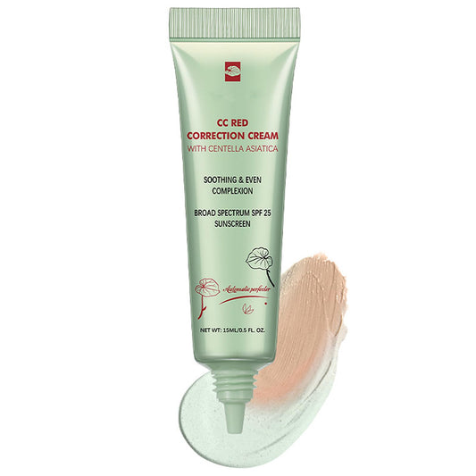 NLFOX CC Red Correct with Centella Asiatica - Colour Correcting Foundation with Spf 25 - Anti-Redness Face,Lightweight CC Cream Tinted Moisturiser - Refine Skin Texture,Softer&Hydrated Skin Green Concealer