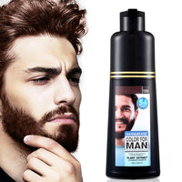 JRTTOSSE Men's beard and moustache hair dye for grey hair to dark brown, men's moustache hair dye, dark brown in 5 minutes, easy to use, dark brown moustache hair dye and hair colour shampoo, 200 ml.