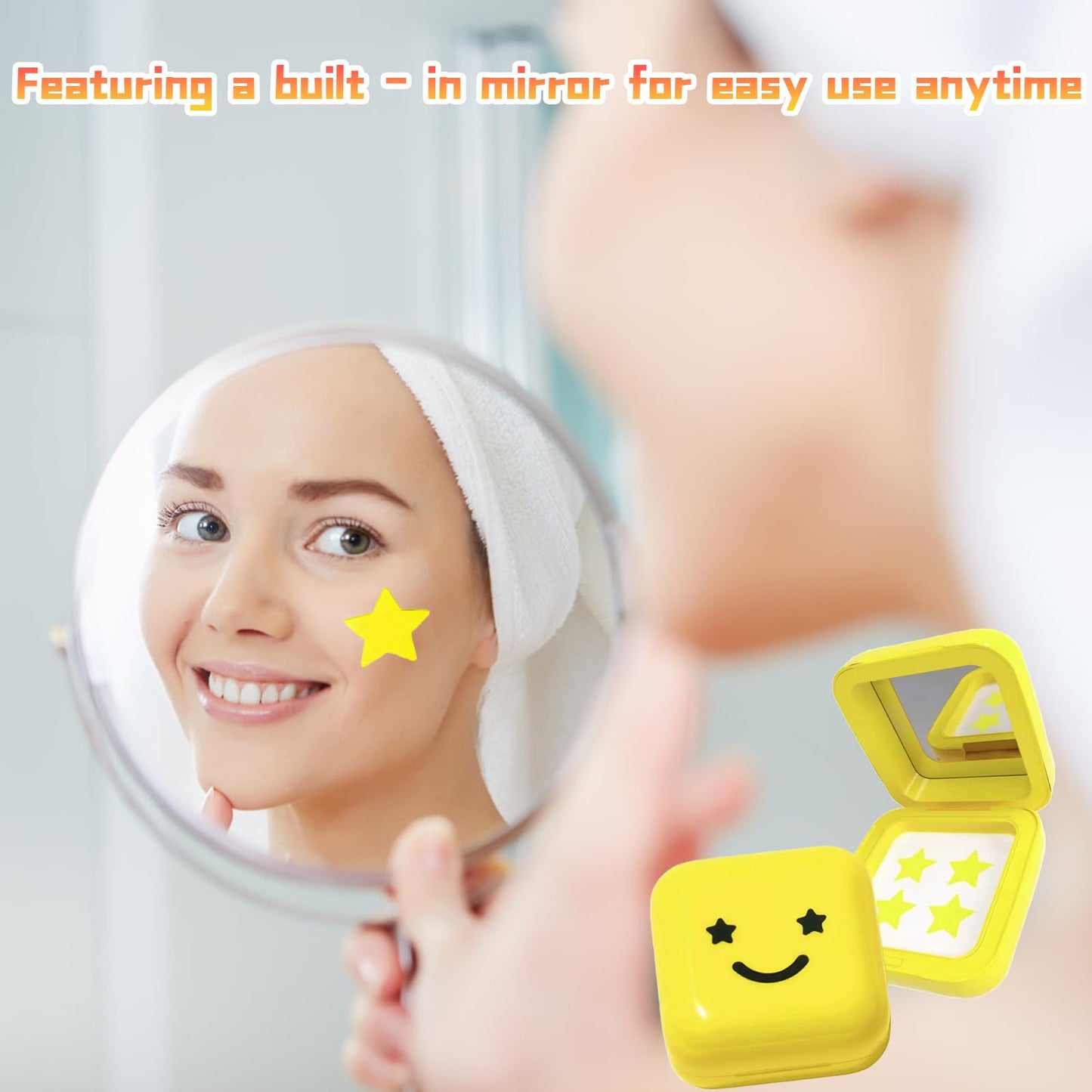 QhgPnt 64Pcs Hydrocolloid Pimple Patches, Cute Star Pimple Patches, Hydrocolloid Pad Sticky Spot Star Covers Face Pimple Patches, Star Pimple Patches Absorb Fluid and Reduce Redness for Face And Skin