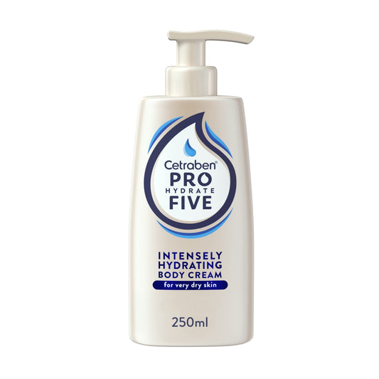 Cetraben Pro Hydrate Five Intensely Hydrating Body Cream 250 ml with Ceramides and Vitamin B5, Perfect for Dry Skin, Vegan Friendly, Cruelty Free