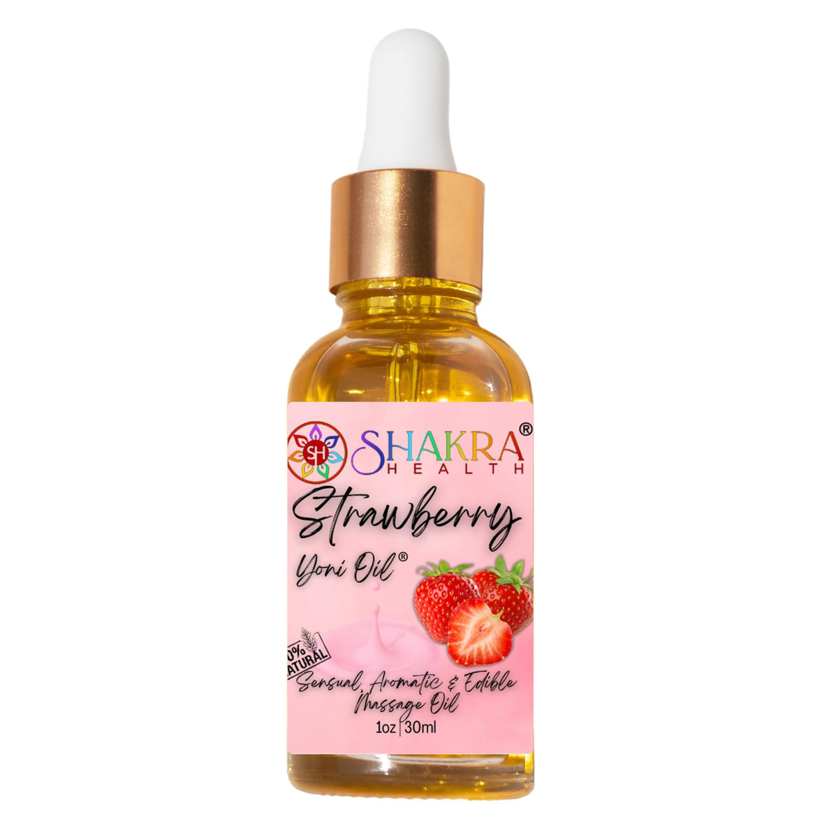 SH SHAKRA HEALTH Yoni Oil Strawberry 30ml Body Massage Oil: Moisturise & Soothe Dryness, Relax & Balance PH Levels. Unisex Fresh Smell & Hygiene. Vegan & Organic