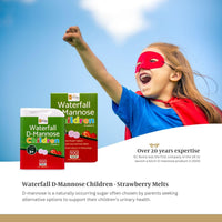 sc nutra Waterfall D-Mannose for Children Birch D-Mannose & Natural Strawberry Juice for Boys & Girls 3 Years + | 250mg Melts - Melt in the Mouth Tablets – 100 Count