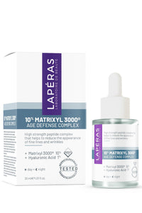 LAPÉRAS Lapéras 10% Matrixyl 3000 Peptides Complex Hyaluronic Acid Age Defense Face Serum, Anti Aging and Deep Wrinkles Moisturizing and Rejuvenating Skin, 30ml