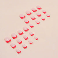 Ceboic Press on Nail Short Square, 24Pcs Nude Red French Tips False Nails, Acrylic Full Cover Nails with Design, Artificial Stick on Nails for Women and Girls Nail Art Manicure Decoration