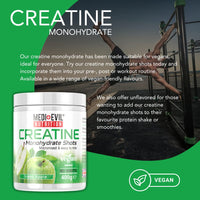 Medi-Evil Nutrition Creatine Monohydrate Powder, Green Apple Flavour, 400g, Micronised for Easy Mixing, Increases Physical Performance