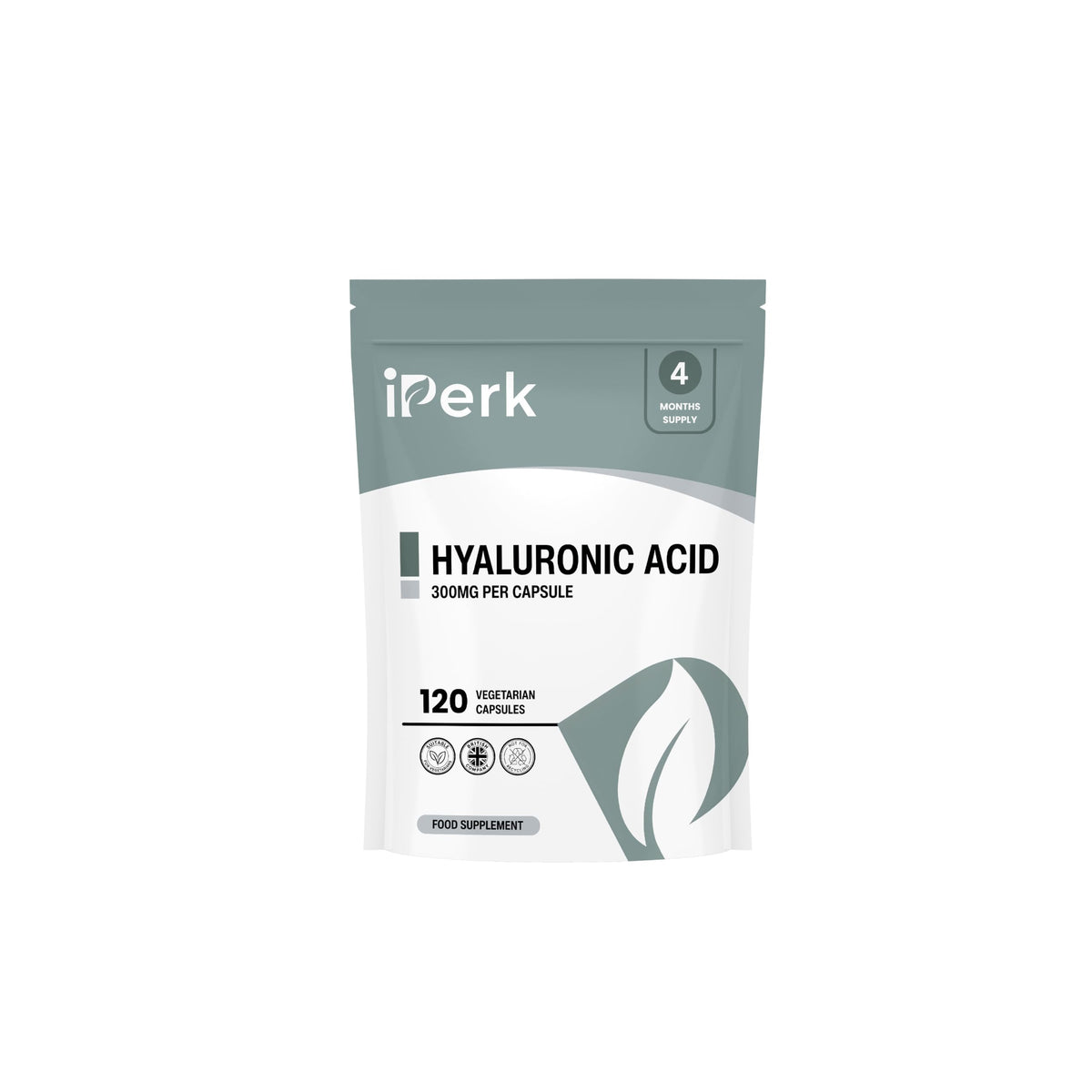 iperk Hyaluronic Acid 300mg | 120 Capsules 4 Months Supply | Hyaluronic Acid Supplement