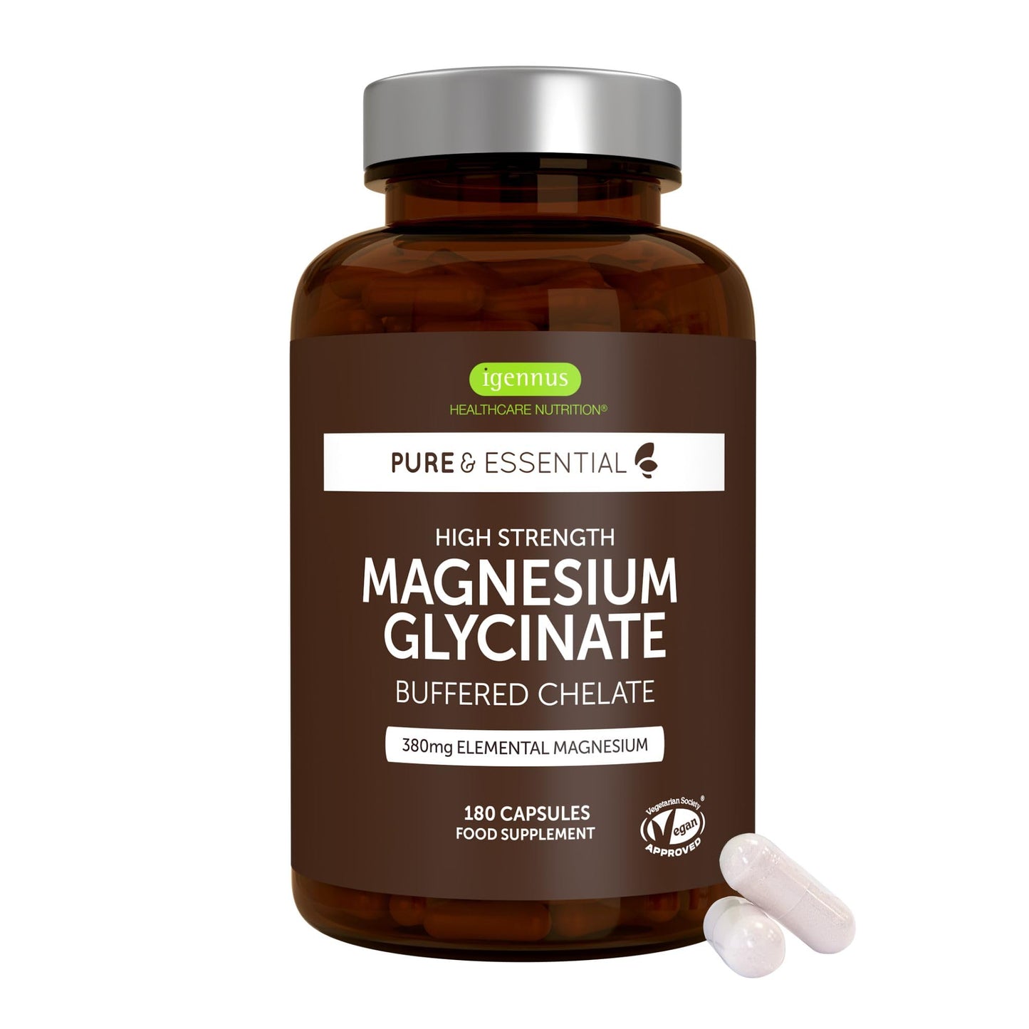 Igennus Healthcare Nutrition Igennus Chelated Magnesium Glycinate Pure & Clean Formula 180 Capsules