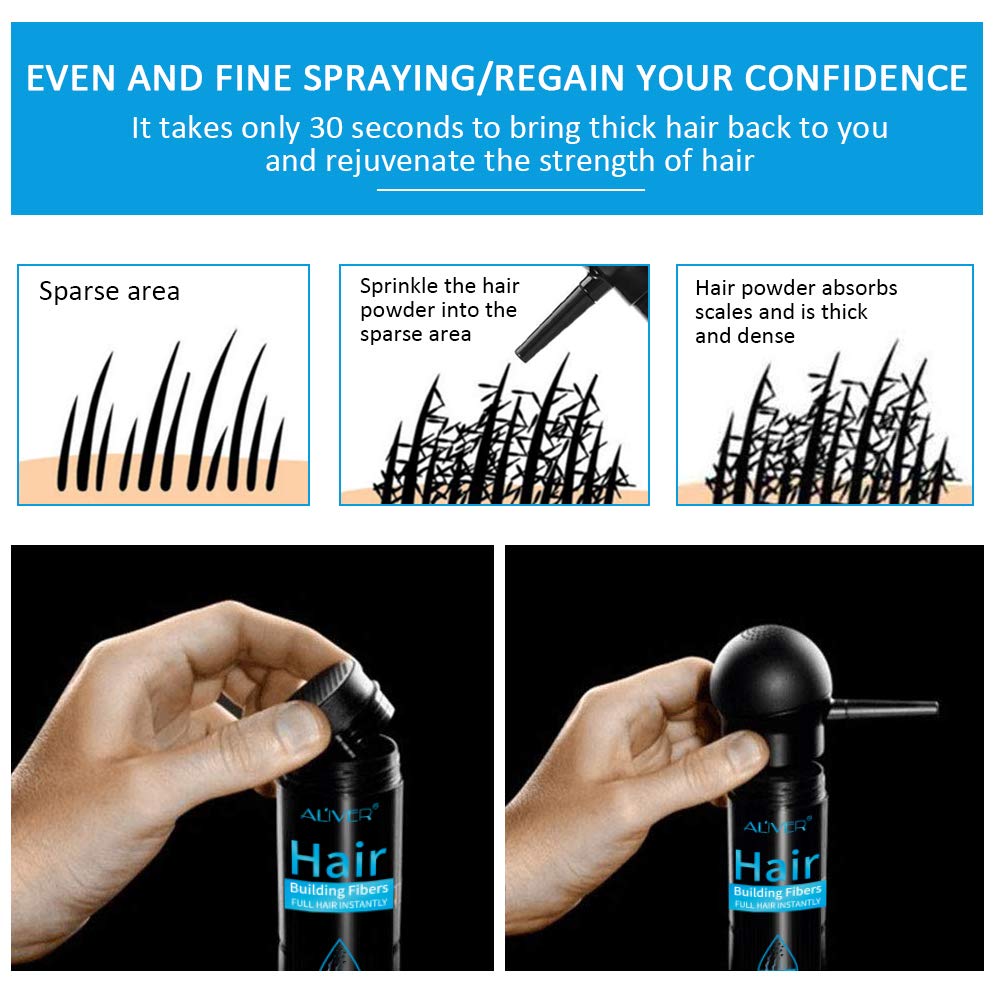 Pegciz Professional Quality Hair Fibres, Hair Fibres Black for Thinning Hair, Instantly Conceals Hair Loss in 15 Sec, Hair Loss Concealer for Women and Men (Black)