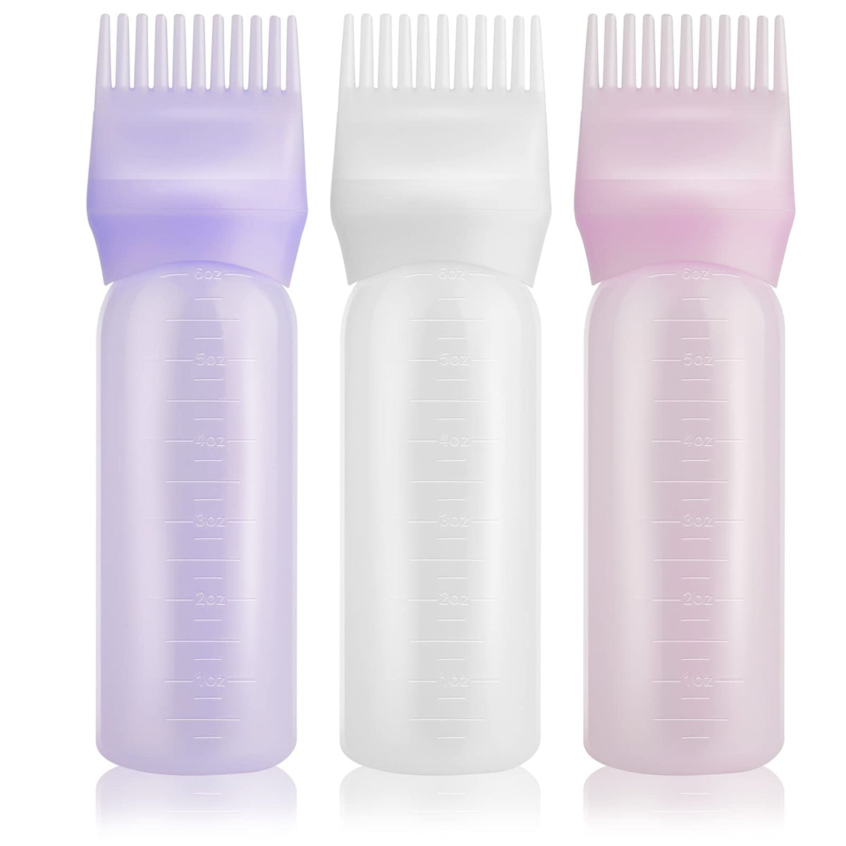 Gezimetie Root Comb Applicator Hair Dye 3 Pack Bottle with Graduated Scale