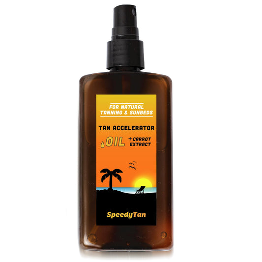 SpeedyTan Premium Tan Accelerator Tanning Oil - For Sunbed Use & Natural Tanning - Natural Tanning Accelerator With Carrot Extract - UK Based Brand