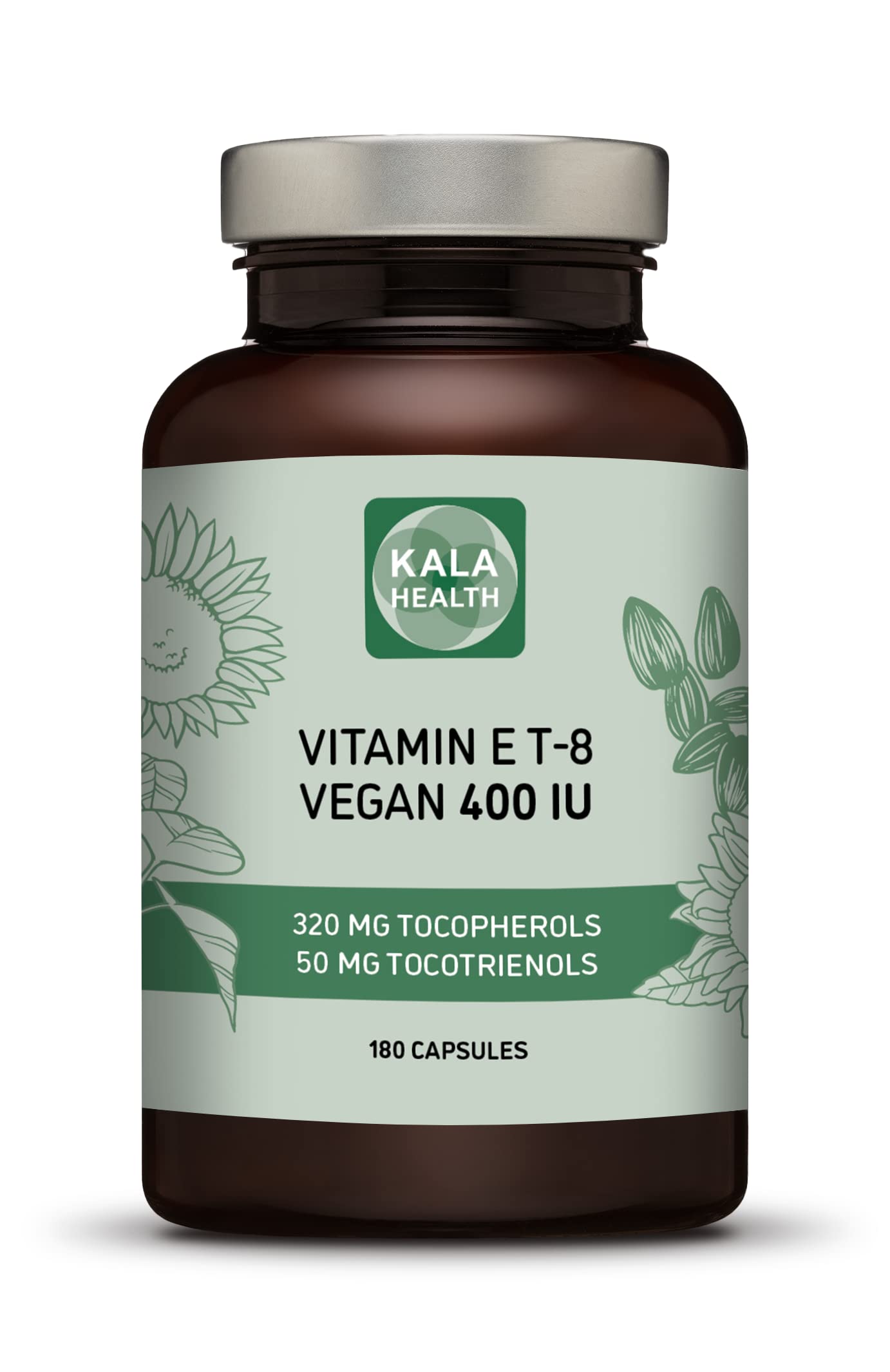 Kala Health Vitamin E - All 8 Tocopherols + Tocotrienols 400 IU Vegan - Alpha Tocopherol/Tocotrienol + Beta Tocopherol/Tocotrienol + Gamma Tocopherol/Tocotrienol + Delta Tocopherol/Tocotrienol
