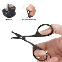 LIVINGO 9CM Premium Nose Hair Scissors, Curved Safety Blades with Rounded Tip for Trimming Small Details Facial Hair, Ear Hair, Eyebrow (Black)