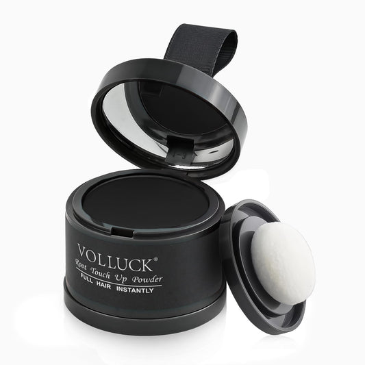 VOLLUCK Root Touch up Powder 4g – Covers Grey Roots & Conceals Thinning Hair, Hairline Powder for Men & Women – Natural Look, Easy to Use & Compact for Quick Touch Ups (Dark Black)