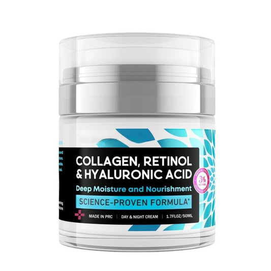 IZBEAUVO -Collagen + Retinol & Hyaluronic Acid Cream | 3% Retinol Night & Day Moisturizer | Deep Hydration & Anti-Aging | Smooths Wrinkles & Boosts Elasticity | 1.7 fl.oz/50ml