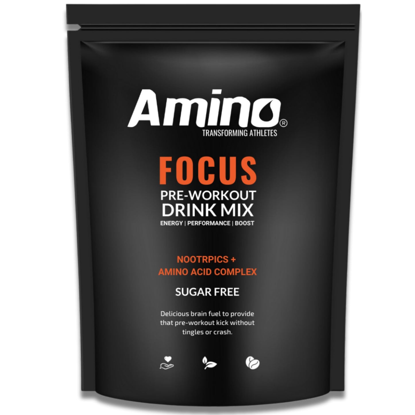 Amino Focus - Pre Workout Powder - 8000mg Nootropics with Caffeine, Creatine & Amino Acids - Preworkout Drink Men & Women - Sugar Free & Suitable for Vegans (Orange, 44 Servings)