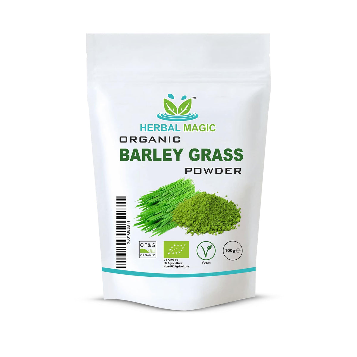 Herbal Magic Organic Barley Grass Powder, Delicious Addition for Smoothies, Milkshakes & Recipes, Natural Wholefood Ingredient, Free from Fillers & Preservatives-100g