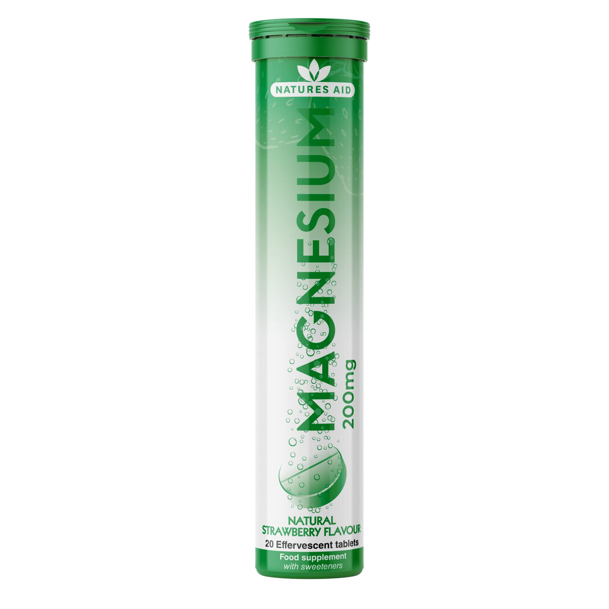 Natures Aid Magnesium Effervescent 20 Tablets – Strawberry Flavour – Supports Muscle, Nerve & Bone Health – High Absorption – Vegan, Non-GMO, Gluten-Free – Essential Daily Supplement