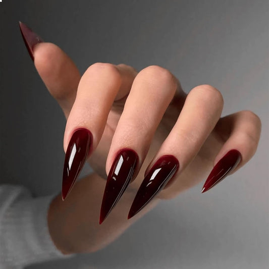 24Pcs Press on Nails, Wsimily Solid Color Stiletto Long Acrylic Fake Nails Reusable False Nails for Women, Gift for Parties & Special Occasions