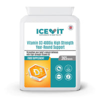 ICEVIT Vitamin D3 4000 IU 100mcg, 365 Tablets, 1 Year Supply, UK Made