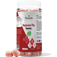 Pharmanostix Magnesium Citrate Gummies Plus 300mg, with Vitamin B6, 60 Vegan Gummies, Supports Muscle, Immunity, Electrolyte Balance, and Energy.