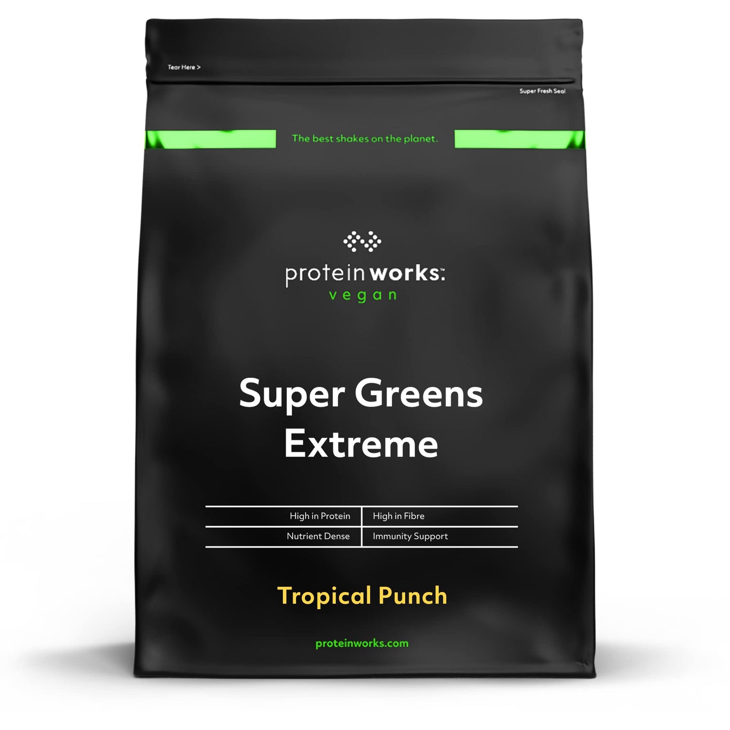 Super Greens Extreme Powder | 20 Different Greens | Helps Protect Your Immune System | Vegan, Low Sugar | Protein Works | Tropical Punch | 250g