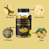 Beast and Bulk Nutrition Don't compete, Dominate Sports MultiVitamin Gummies | Probiotic + | Pineapple Flavour | 7 Essential Vitamins & Probiotics | Support a Healthy Living | Support Brain and Immune Function | 150 Gummies | 2 Months Supply