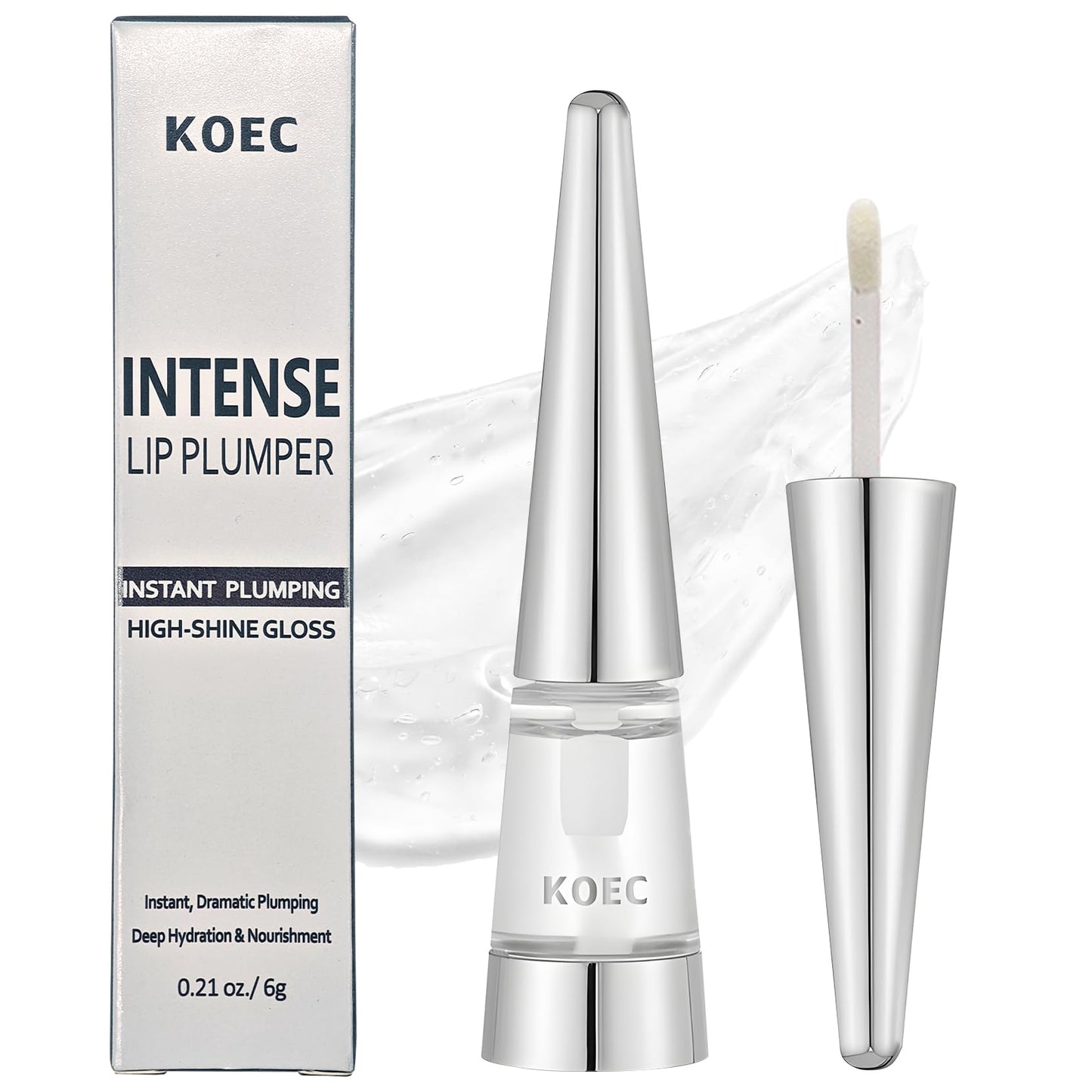 EneriWell Angel Silk Lip Plumper Gloss|Instant Extreme Lip Filler Booster with Hyaluronic Acid & Jojoba Oil|Non-Sticky Volumizing Serum for Ultra-Hydrating Moisture|Glass Shine, Fuller Lips,Hydrating Lip Care