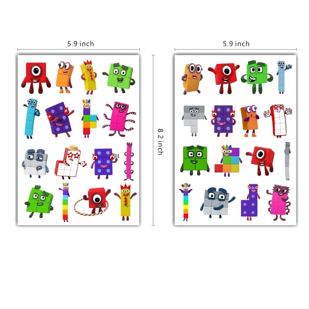 Yangsiw 4 Sheets Number Temporary Tattoos for Kids, Video Game Birthday Party Supplies Video Game Party Favors for Boys Girls Kids Birthday Decorations Tattoos Stickers Party Game Gifts