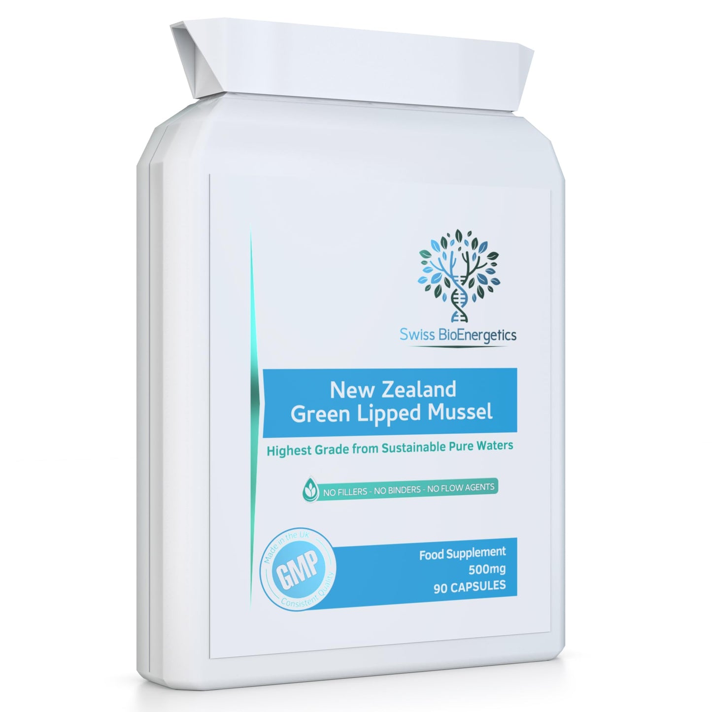swiss bioenergetics Green Lipped Mussel 500mg 90 Capsules – sustainably sourced from Pure New Zealand Waters, expertly extracted Using CO2 – No Mixers – No Binders – No fillers