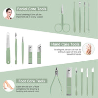 Start Makers START MAKERS Manicure Set - 16 in 1 Professional Nail Clipper Set - Stainless Steel Pedicure Kit Nail Care Kit for Men Women with Storage Travel Case, Green