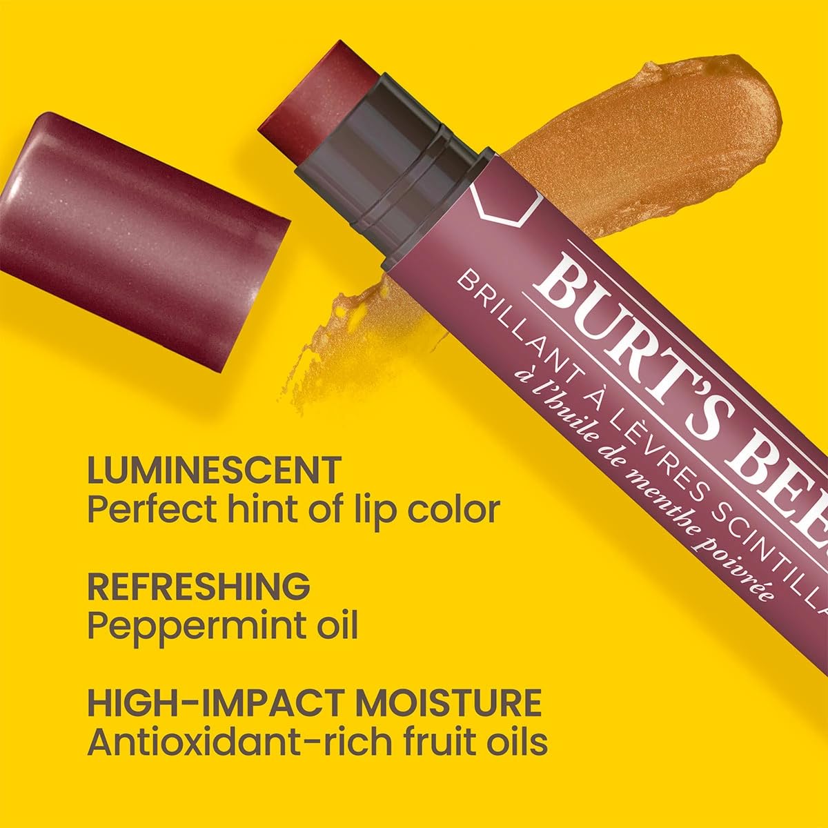 Burt's Bees Lip Colour Gift Set, 3 Lip Shimmers in Peony, Watermelon and Fig Shades, Petal Kisses, 3 x 2.6 g