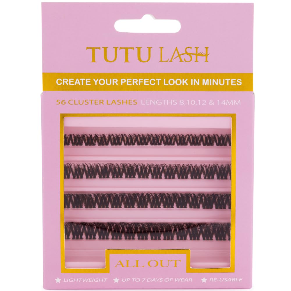 TUTU LASH Tutu Lash Caramel Lashes Brown DIY Cluster Lashes ALL OUT 56 x cluster lashes self application easy to apply lashes lash cluster box re-usable vegan (All Out Brown Cluster Lashes)
