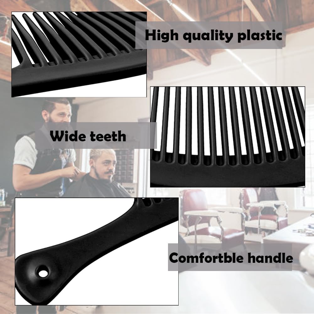 Deyixinup 2 PCS Jumbo Rake Comb Long Wide Tooth Rake Handle Hair Comb Plastic Afro Shower Comb for Long Curly Thick Wet Dry Hair Styles Girls Women Men Barber Salon