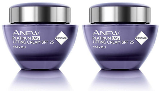 Avon Pack of 2 Anew Platinum Day Replenishing Face Cream SPF25 with Protinol - 50ml