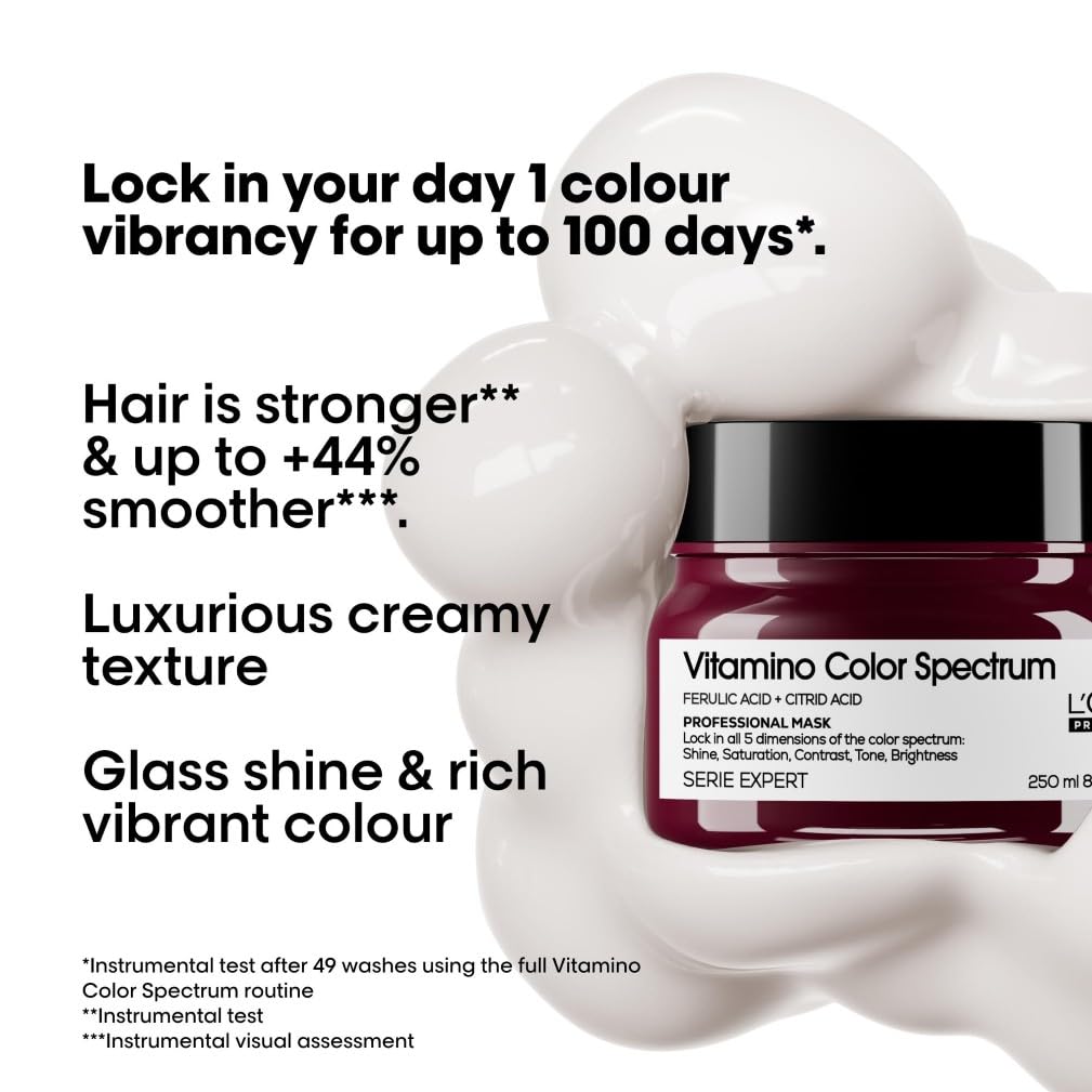 L'Oréal Professionnel Paris L'Oréal Professionnel Vitamino Color Spectrum Maske, Professionelle Haarmaske für strahlende Farbbrillanz, Glass Hair Effekt für intensive Geschmeidigkeit & Stärkung, 250ml