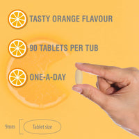 Vitamin C 1000mg Chewable by Club Vits - 90 Tablets - Supports Immune Health and Helps Fight Colds - Helps Reduce Tiredness and Fatigue