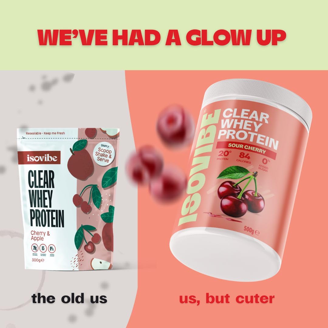 ISOVIBE Isovibe Clear Whey Protein Powder Sour Cherry (20 Servings) Refreshing Protein Water | Zero Added Sugar | High Protein 20g Per Serving