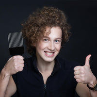 DIVINA VITAE 2 Pack Black Metal Hair Pick Afro Pick for Curly Hair Smooth Hair Pick Comb Wide Tooth Comb Professional Afro Comb for Women/Men Hair Styling Hairdressing Tool Teasing Pick Combs(Black)