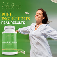 Lily Green Supplements Lily Green Choline & Inositol Capsules | High Strength Choline and Inositol Supplement | 1000mg Per Serving | 90 Vegan Capsules | Made in UK