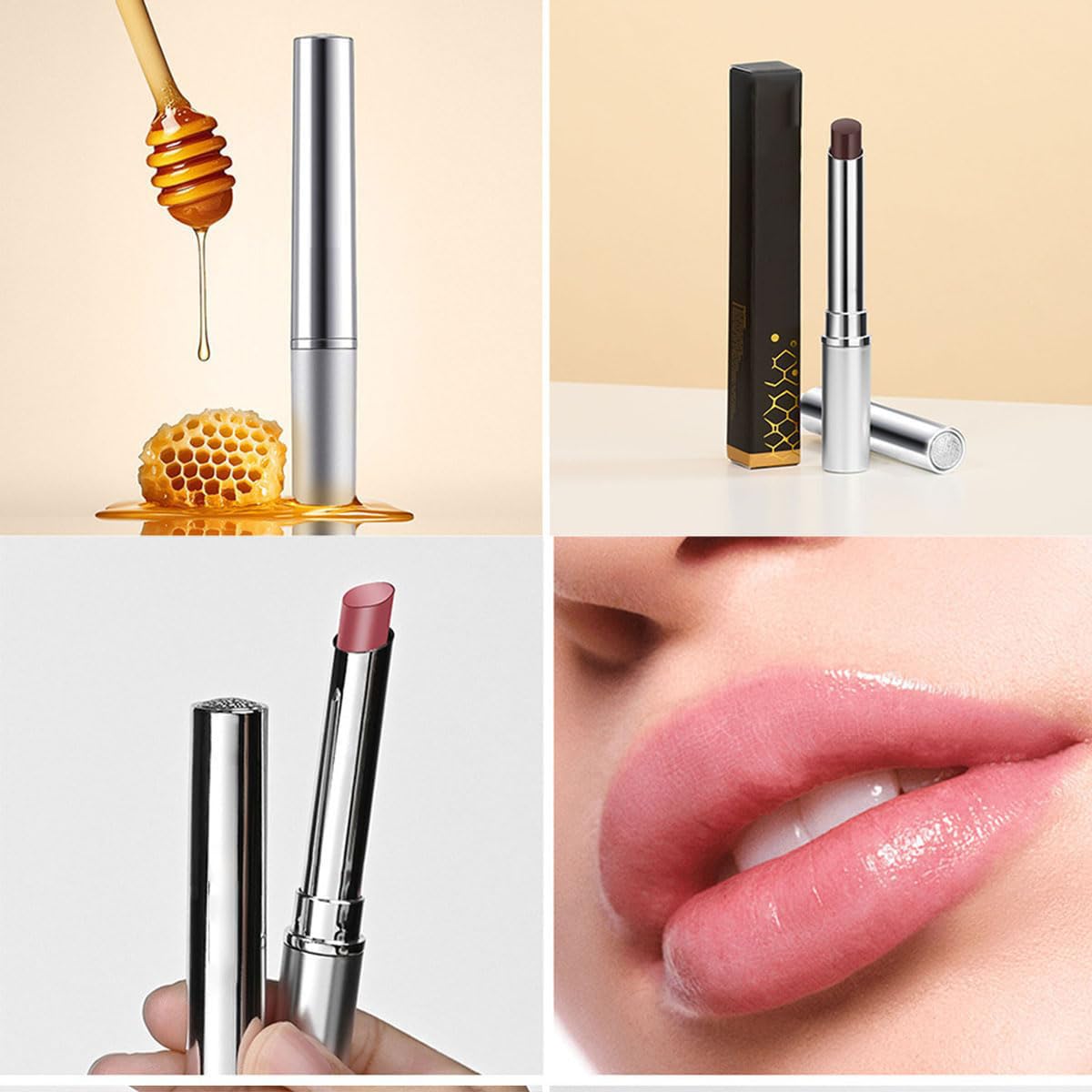Baorder 2PCS Honey Lipstick Tinted Lip Balm, Hydrating Natural Glossy Black and Pink Lip Balm, Sheer Moisturizing Lipstick Makeup Lip Care for Repairing Dry Lips