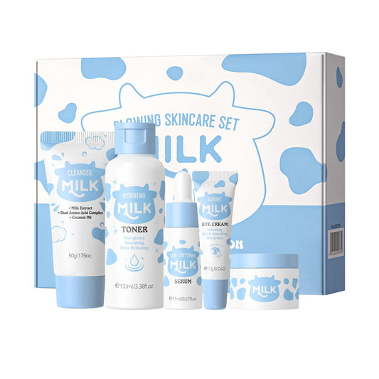 Trendyfave 5PCS Milk Skincare Set – Skincare Set for Glowing Skin