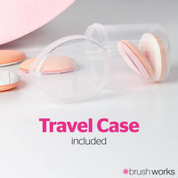 Brushworks Mini Pillow Puffs – 6 Beauty Sponges with Travel Case, Triangular Makeup Sponges for Precision Blending, Setting & Contouring, Ultra-Soft, Vegan & Cruelty-Free