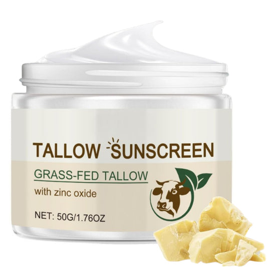 ISBEAUSOLS Beef Tallow Sunscreen SPF 30, Natural Sunscreen for Face & Body, Organic Sunscreens with Grass Fed Beef Tallow, Water & Sweat Resistant Sunblock, Moisturising Suncream for All Skin Types, 50g