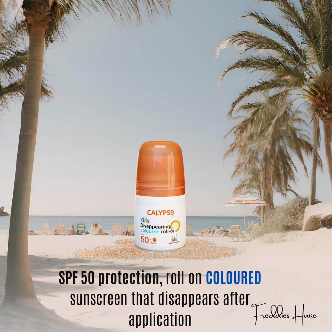 Freddies House Calypso Sun Protection Twin Pack for Adults & Kids: SPF 50 Roll On Sunscreen & SPF 30 Lip Balm - Travel-Friendly Suncare Essentials