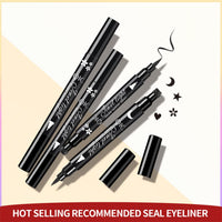 RenhuangFuxi Eyeliner Stamp, Heart/Star/Moon/Flower Waterproof Liquid Eyeliner Pen, Long-Lasting, Black