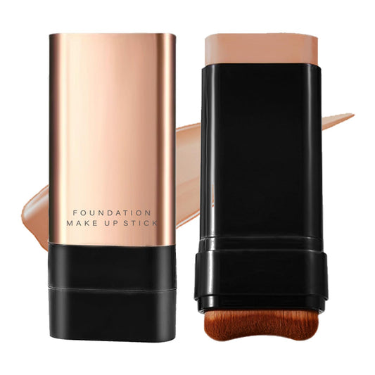 2 in 1 Luxurious Anti-Wrinkle Foundation Stick, Multi-Purpose Full Coverage Stick - Foundation with Built-In Brush